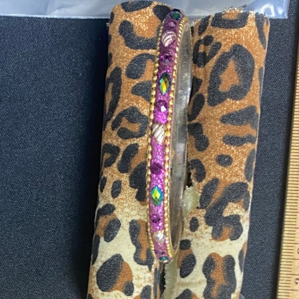 Womens‎ Beaded Bangle Bracelet Pink Purple Gold Toned Fashion Jewelry